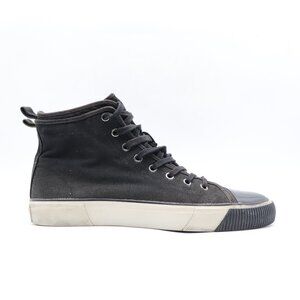 All Saints Black Rigg Stamp Canvas Men's Size 44 High Top Sneakers Trainers